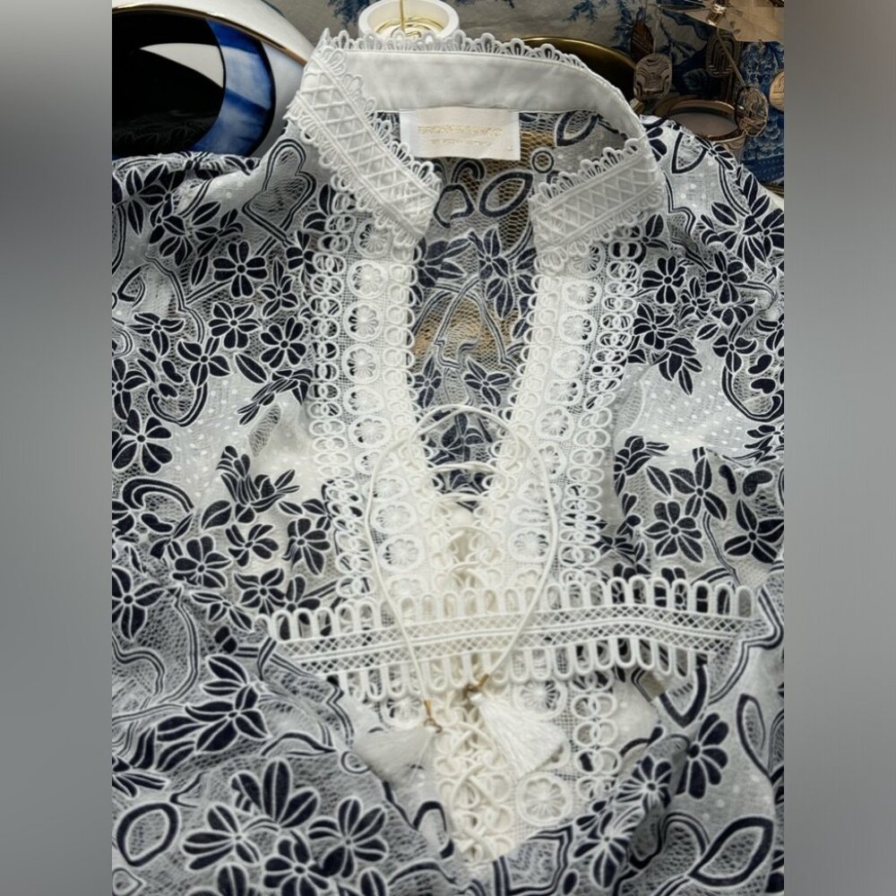 🆕 BRONX & BANCO 🧿 NWOT Santorini Long-Sleeve Tiered Floral Burnout Dress, Sz M - Picture 15 of 17
